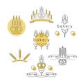 Set of linear icons with wheat ears.