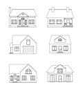 Set of linear illustration of country houses