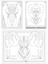 Set of linear illustrations for coloring books for adults