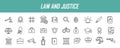 Set of linear jurisprudence icons. Law icons in simple design. Vector illustration