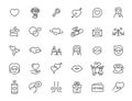 Set of linear love icons. Relationship icons in simple design. Vector illustration