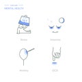 Set of linear mental health icons