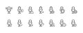 Set of linear microphone icons with various symbols for functions and statuses Royalty Free Stock Photo