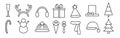 Set of linear New Year objects vector flat icons Royalty Free Stock Photo