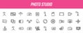 Set of linear photo studio icons. Camera icons in simple design. Vector illustration Royalty Free Stock Photo