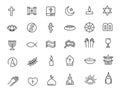 Set of linear religion icons. Faith icons in simple design. Vector illustration Royalty Free Stock Photo