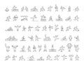 Set of linear shapes popular sports athletes. Vector icons. Royalty Free Stock Photo