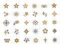 Set of linear stars icons. Stars twinkle icons in simple design. Vector illustration