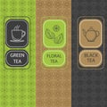 Set linear tea package, brochures Royalty Free Stock Photo