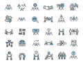 Set of linear teamwork icons. Communication icons in simple design. Vector illustration