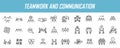 Set of linear teamwork icons. Communication icons in simple design. Vector illustration