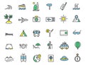 Set of linear travel icons. Tourism icons in simple design. Vector illustration