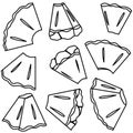 Set of lineart cutted pineapple fruit. Pineapple sections various angles and forms in outline style Royalty Free Stock Photo