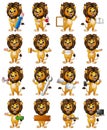 Set of lion cartoon character Royalty Free Stock Photo