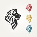 Set of lion`s head with different color logo template vector illustration design. premium tattoo, esport, mascot icon logo concep Royalty Free Stock Photo
