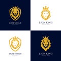 Set of Lion shield logo design template ,Lion head logo,Vector illustration Royalty Free Stock Photo