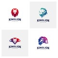 Set of Lions Logo Design Concept. King Lions Logo Design Template Vector. Icon Symbol