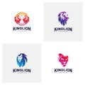 Set of Lions Logo Design Concept. King Lions Logo Design Template Vector. Icon Symbol