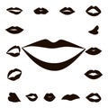 Set lips girl silhouette