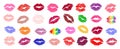 Set of different Lipstick kiss prints vector. Royalty Free Stock Photo