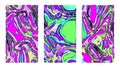 Set of liquid psychedelic graffiti backgrounds. Vertical bright, beautiful vibes colorful templates. Rainbow colors on canvas, ful