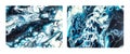 Set of blue abstract fluid acrylic hand drawn pictures Royalty Free Stock Photo