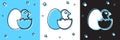 Set Little chick in cracked egg icon isolated on blue and white, black background. Vector Royalty Free Stock Photo