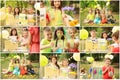 Set with little children selling tasty lemonade Royalty Free Stock Photo