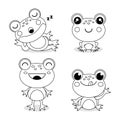 Set of little frogs in cartoon style