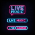 Set Live Music Neon Signs Style Text Vector Royalty Free Stock Photo