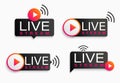 Set live stream logo,symbol,icon with play button. Royalty Free Stock Photo