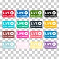 Set of Live streaming icon, stream button design, web player vector illustration Royalty Free Stock Photo