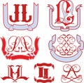 Set of LL monograms and emblem templates Royalty Free Stock Photo