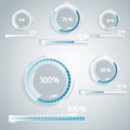 Set of loading bars and spinner bars with loading step numbe Royalty Free Stock Photo