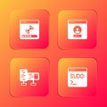 Set Loading data window, Create account screen, Computer monitor and Code terminal icon. Vector Royalty Free Stock Photo