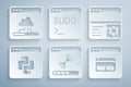 Set Loading data window, Debugging, Python programming language, Search engine, Code terminal and Cloud technology Royalty Free Stock Photo