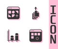 Set Loading data window, Different files, Data analysis and export icon. Vector