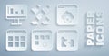 Set Loading data window, Failed access cloud storage, Browser files, Broken, Data stream and Monitor with graph chart Royalty Free Stock Photo