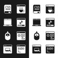 Set Loading data window, Laptop, Books about programming, Software, Computer mouse, Browser setting, Code terminal and Royalty Free Stock Photo