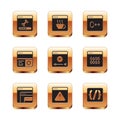 Set Loading data window, Software, Browser with exclamation mark, Online play video, Debugging, Programming language Royalty Free Stock Photo