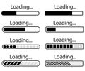 Set of loading icons, load indicator sign, waiting symbols. Vector illustration