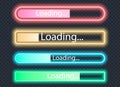 Set of loading icons, load indicator sign, waiting symbols. Vector illustration