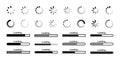 Loading icon, circle load symbols, progress bar buffer loader, preloader vector set. Horizontal speed indicator buttons. Royalty Free Stock Photo