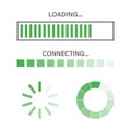 Set of loading process. Isolated vector internet load or buffering. Computer loading Royalty Free Stock Photo