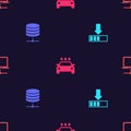 Set Loading, Server, Data, Web Hosting, Car wash and Computer network on seamless pattern. Vector Royalty Free Stock Photo