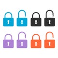 Set of Lock classic design icon, keyhole web button shape, secure vector illustration