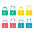 Set of Lock classic design icon, keyhole web button shape, secure vector illustration