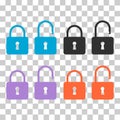 Set of Lock classic design icon, keyhole web button shape, secure vector illustration