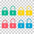 Set of Lock classic design icon, keyhole web button shape, secure vector illustration