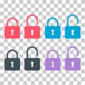 Set of Lock classic design icon, keyhole web button shape, secure vector illustration